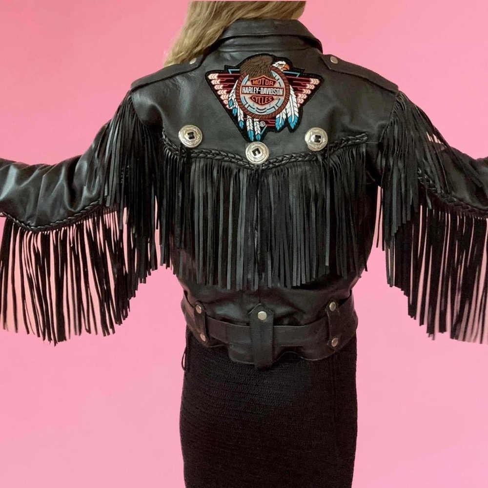 Incredible leather fringe Harley jacket